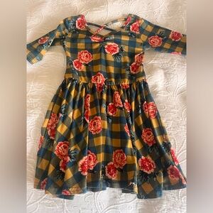 Dot Dot Smile Plaid Dress with Floral Print size 3/4